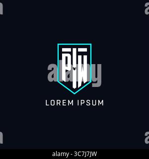 Monogram PW logo shield shape geometric style with simple creative initial logo design vector graphic Stock Vector