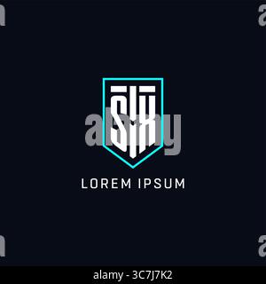 Monogram SX logo shield shape geometric style with simple creative initial logo design vector graphic Stock Vector