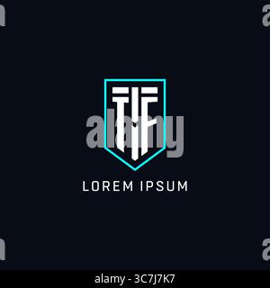 Monogram TF logo shield shape geometric style with simple creative initial logo design vector graphic Stock Vector