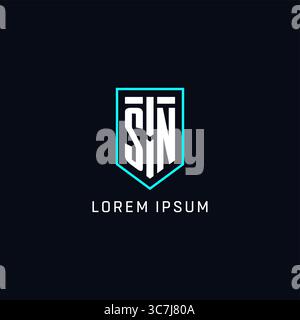 Monogram SN logo shield shape geometric style with simple creative initial logo design vector graphic Stock Vector