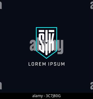 Monogram SK logo shield shape geometric style with simple creative initial logo design vector graphic Stock Vector