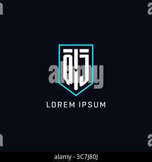 Monogram QJ logo shield shape geometric style with simple creative initial logo design vector graphic Stock Vector