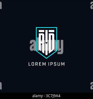 Monogram RD logo shield shape geometric style with simple creative initial logo design vector graphic Stock Vector