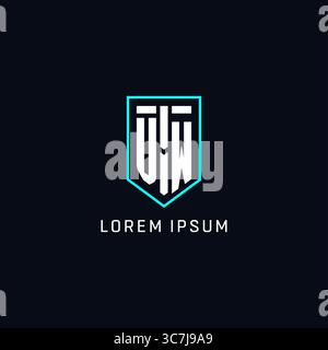 Monogram VW logo shield shape geometric style with simple creative initial logo design vector graphic Stock Vector