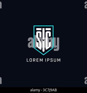 Monogram SC logo shield shape geometric style with simple creative initial logo design vector graphic Stock Vector
