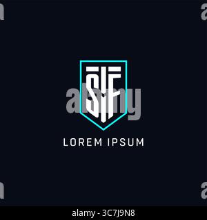 Monogram SF logo shield shape geometric style with simple creative initial logo design vector graphic Stock Vector