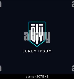 Monogram OY logo shield shape geometric style with simple creative initial logo design vector graphic Stock Vector