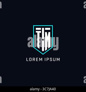 Monogram TM logo shield shape geometric style with simple creative initial logo design vector graphic Stock Vector
