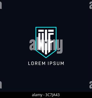 Monogram WF logo shield shape geometric style with simple creative initial logo design vector graphic Stock Vector