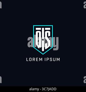Monogram QS logo shield shape geometric style with simple creative initial logo design vector graphic Stock Vector