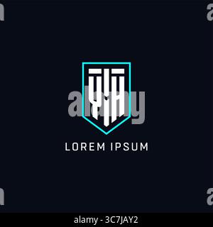 Monogram YH logo shield shape geometric style with simple creative initial logo design vector graphic Stock Vector