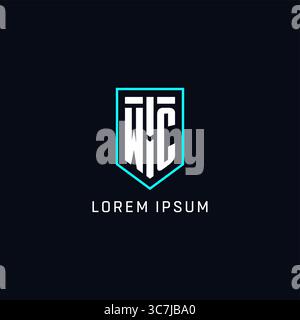 Monogram WC logo shield shape geometric style with simple creative initial logo design vector graphic Stock Vector