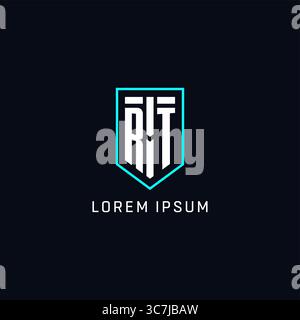 Monogram RT logo shield shape geometric style with simple creative initial logo design vector graphic Stock Vector