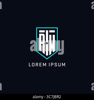 Monogram RW logo shield shape geometric style with simple creative initial logo design vector graphic Stock Vector