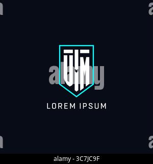 Monogram VM logo shield shape geometric style with simple creative initial logo design vector graphic Stock Vector