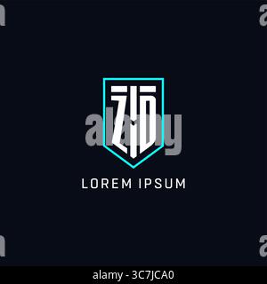 Monogram ZD logo shield shape geometric style with simple creative initial logo design vector graphic Stock Vector