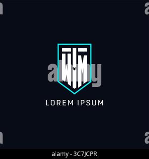 Monogram WM logo shield shape geometric style with simple creative initial logo design vector graphic Stock Vector