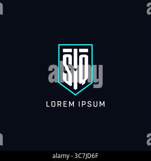Monogram SQ logo shield shape geometric style with simple creative initial logo design vector graphic Stock Vector