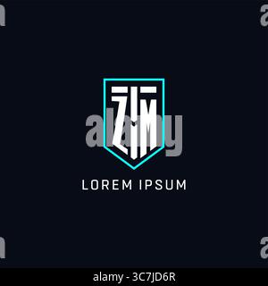 Monogram ZM logo shield shape geometric style with simple creative initial logo design vector graphic Stock Vector