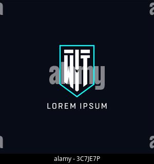 Monogram WT logo shield shape geometric style with simple creative initial logo design vector graphic Stock Vector