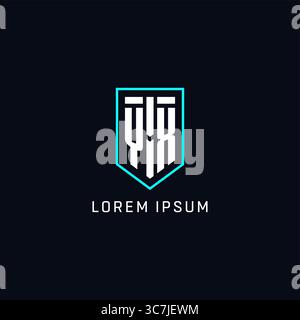 Monogram YX logo shield shape geometric style with simple creative initial logo design vector graphic Stock Vector