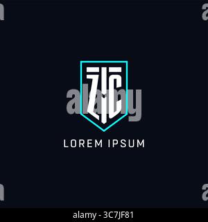 Monogram ZC logo shield shape geometric style with simple creative initial logo design vector graphic Stock Vector