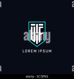 Monogram UF logo shield shape geometric style with simple creative initial logo design vector graphic Stock Vector