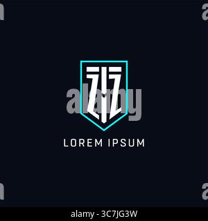 Monogram ZZ logo shield shape geometric style with simple creative initial logo design vector graphic Stock Vector