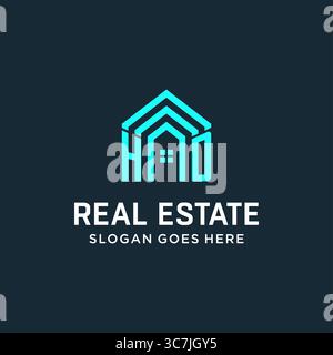 Initial HD logo with creative house icon, modern and professional real ...