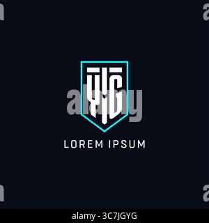 Monogram YG logo shield shape geometric style with simple creative initial logo design vector graphic Stock Vector