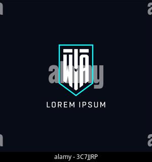 Monogram WA logo shield shape geometric style with simple creative initial logo design vector graphic Stock Vector