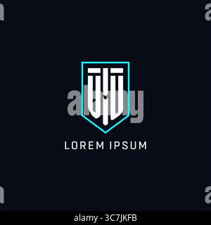 Monogram VU logo shield shape geometric style with simple creative initial logo design vector graphic Stock Vector