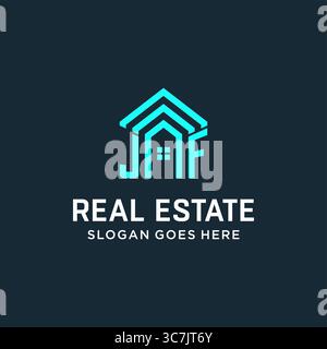 Initial letter JF roof logo real estate with creative and modern logo style vector graphic vector graphic Stock Vector