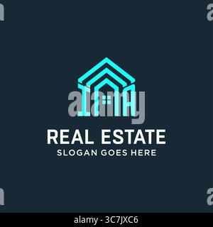 modern IA letter real estate logo in linear style with simple roof ...