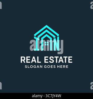 Initial letter IN roof logo real estate with creative and modern logo style vector graphic vector graphic Stock Vector