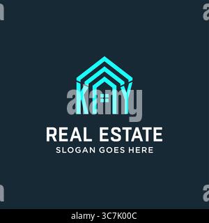 Initial letter KY roof logo real estate with creative and modern logo style vector graphic vector graphic Stock Vector