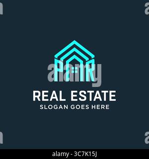 Initial letter PR roof logo real estate with creative and modern logo style vector graphic vector graphic Stock Vector