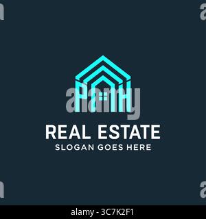 Initial letter PH roof logo real estate with creative and modern logo style vector graphic vector graphic Stock Vector