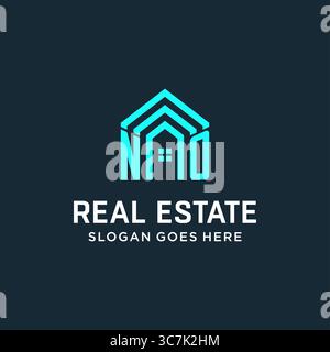 Initial letter NO roof logo real estate with creative and modern logo style vector graphic vector graphic Stock Vector