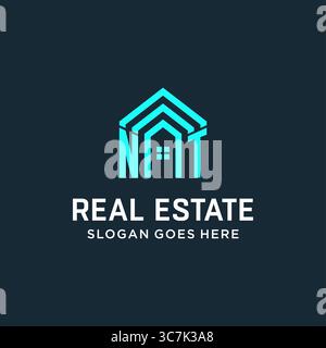 Initial letter NT roof logo real estate with creative and modern logo style vector graphic vector graphic Stock Vector