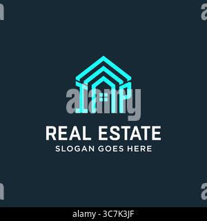 Initial letter IP roof logo real estate with creative and modern logo style vector graphic vector graphic Stock Vector