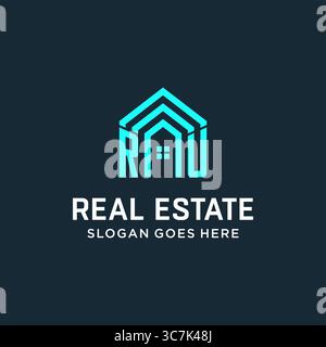 Initial letter RU roof logo real estate with creative and modern logo style vector graphic vector graphic Stock Vector