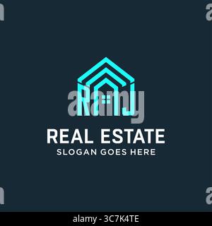Initial letter RJ roof logo real estate with creative and modern logo style vector graphic vector graphic Stock Vector