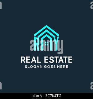 Initial letter RY roof logo real estate with creative and modern logo style vector graphic vector graphic Stock Vector