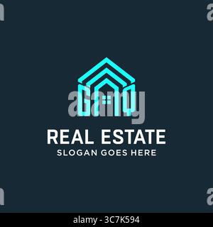 Initial letter GQ roof logo real estate with creative and modern logo style vector graphic vector graphic Stock Vector
