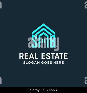 Initial letter SB roof logo real estate with creative and modern logo style vector graphic vector graphic Stock Vector
