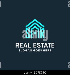 Initial letter SR roof logo real estate with creative and modern logo style vector graphic vector graphic Stock Vector