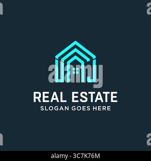 Initial letter UJ roof logo real estate with creative and modern logo style vector graphic vector graphic Stock Vector
