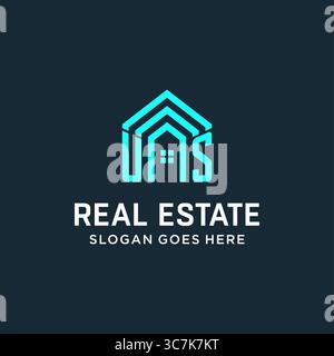 Initial letter US roof logo real estate with creative and modern logo style vector graphic vector graphic Stock Vector