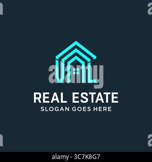 Initial letter VL roof logo real estate with creative and modern logo style vector graphic vector graphic Stock Vector